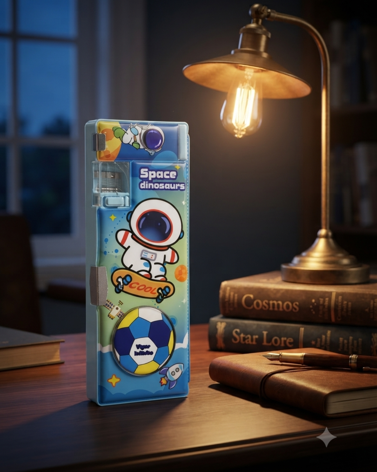 Kids Blue Astronaut Multi-Functional Magnetic Pencil Case with Built-in Sharpener & Dual-Sided Storage – Cool Space Theme Cartoon Stationery Box