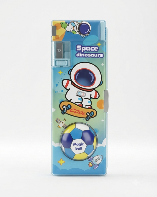 Kids Blue Astronaut Multi-Functional Magnetic Pencil Case with Built-in Sharpener & Dual-Sided Storage – Cool Space Theme Cartoon Stationery Box