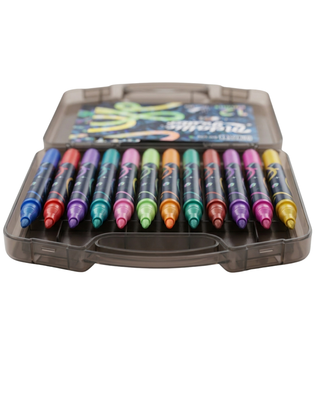 Premium 12-Color Metallic Glitter Brush Markers Set