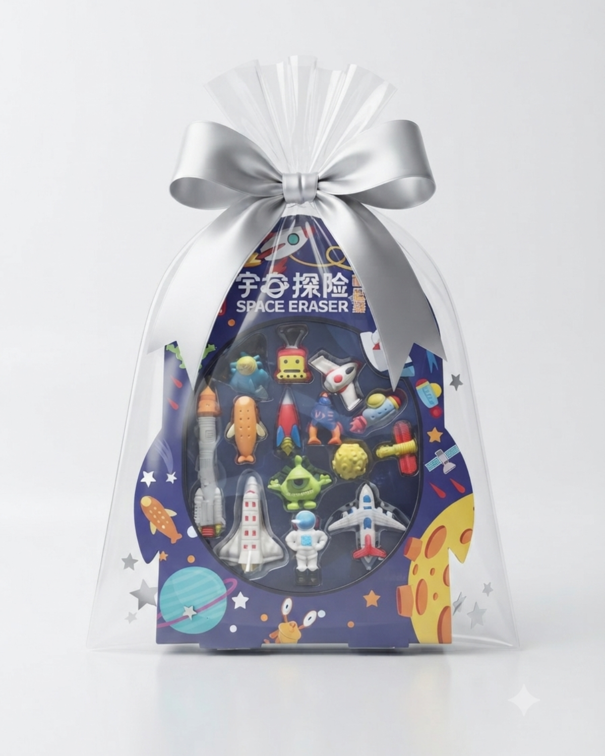 Space Adventure Eraser Set – 11 Pcs Cute Space Theme 3D Pencil Erasers for Kids