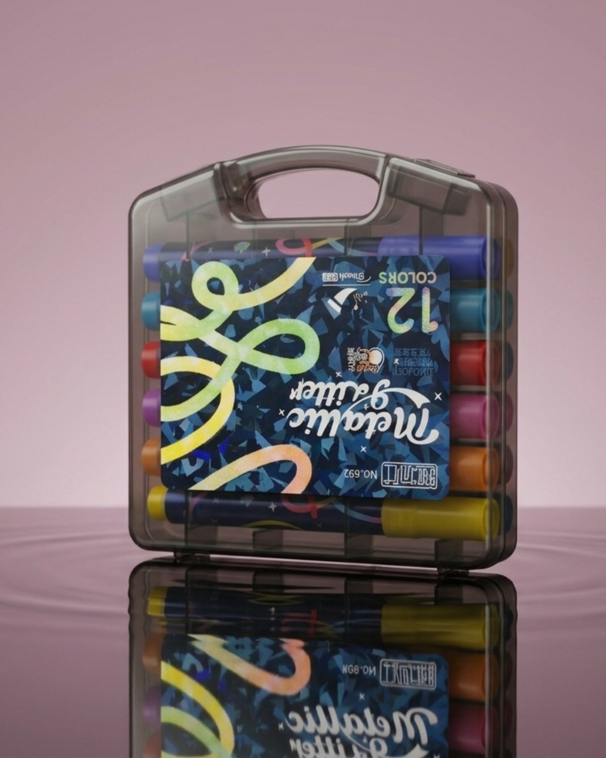 Premium 12-Color Metallic Glitter Brush Markers Set