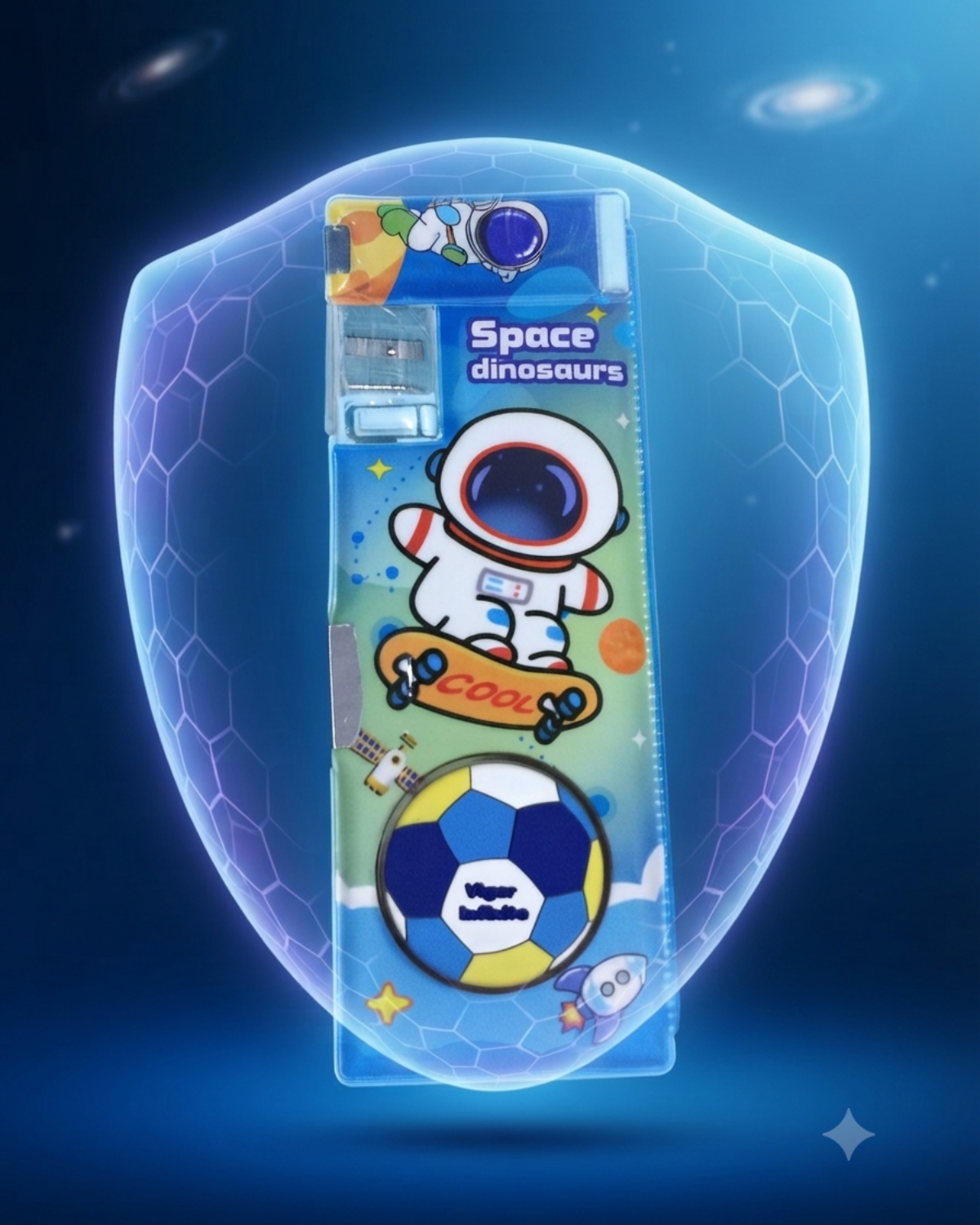 Kids Blue Astronaut Multi-Functional Magnetic Pencil Case with Built-in Sharpener & Dual-Sided Storage – Cool Space Theme Cartoon Stationery Box