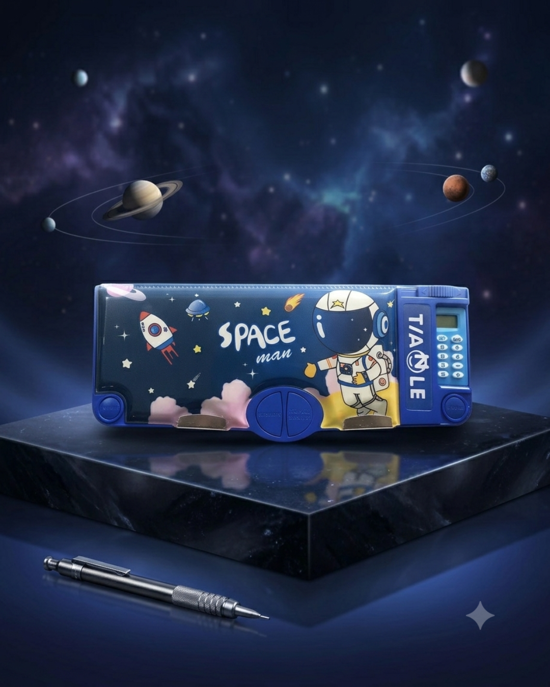 Space Man Multi-Function Geometry Box & Calculator Pencil Case