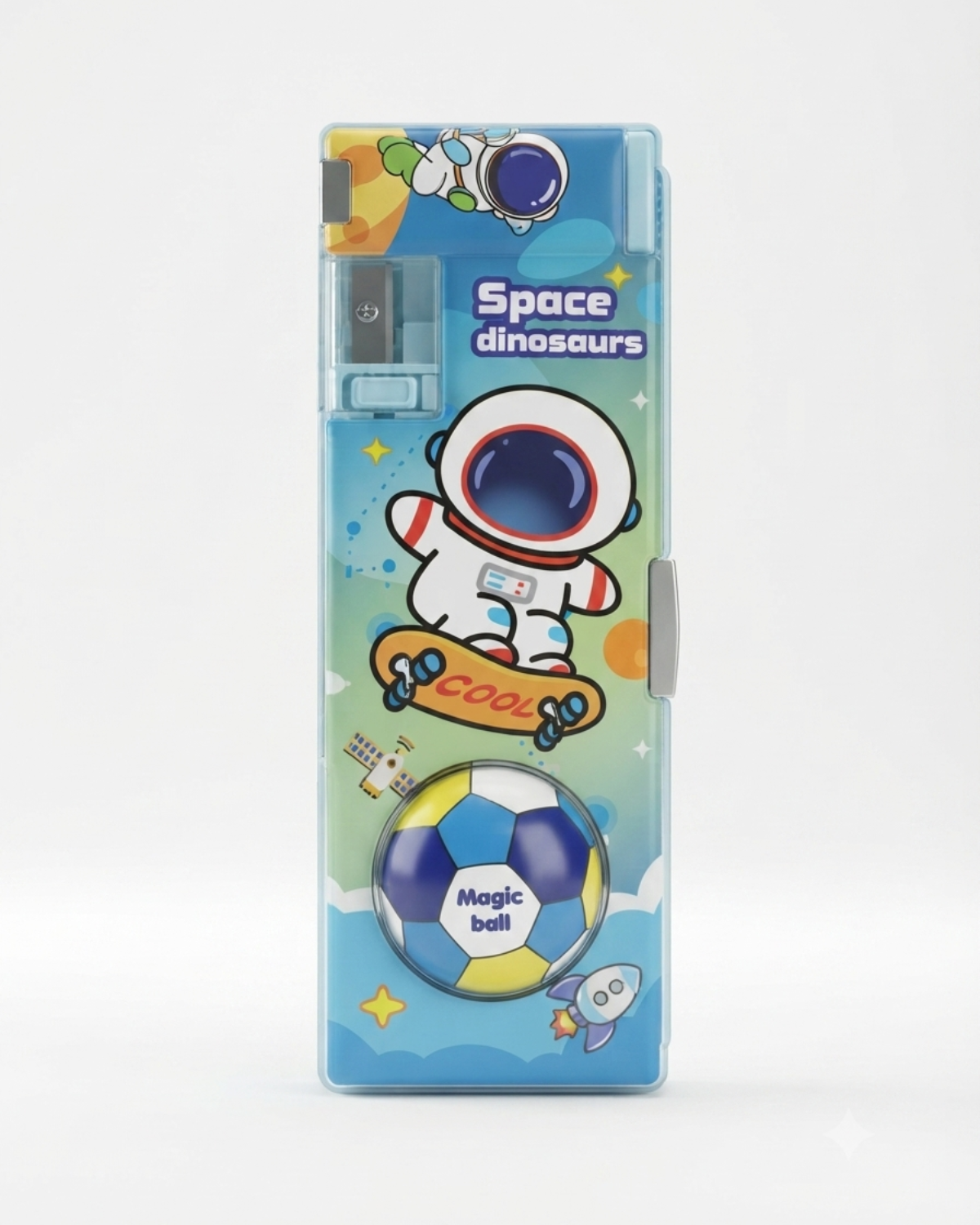 Kids Blue Astronaut Multi-Functional Magnetic Pencil Case with Built-in Sharpener & Dual-Sided Storage – Cool Space Theme Cartoon Stationery Box