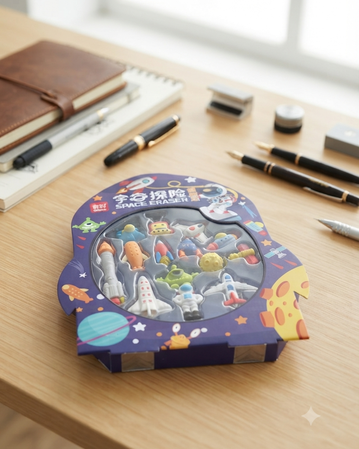 Space Adventure Eraser Set – 11 Pcs Cute Space Theme 3D Pencil Erasers for Kids