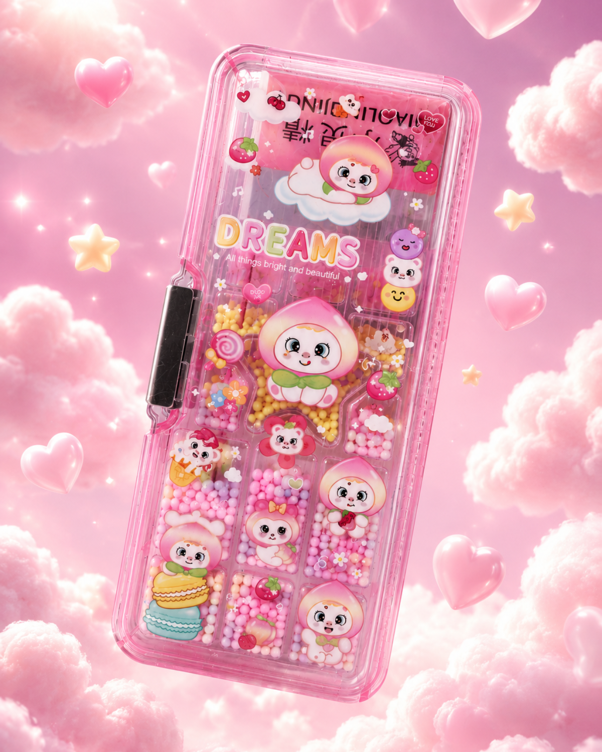 Adorable Kawaii Dreams Themed Hard-Shell Pencil Case for Students
