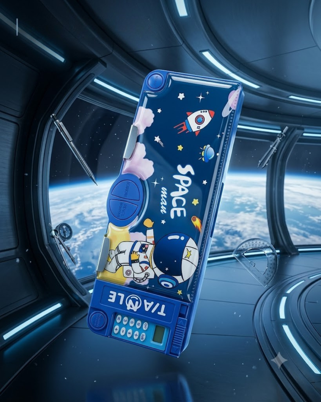 Space Man Multi-Function Geometry Box & Calculator Pencil Case
