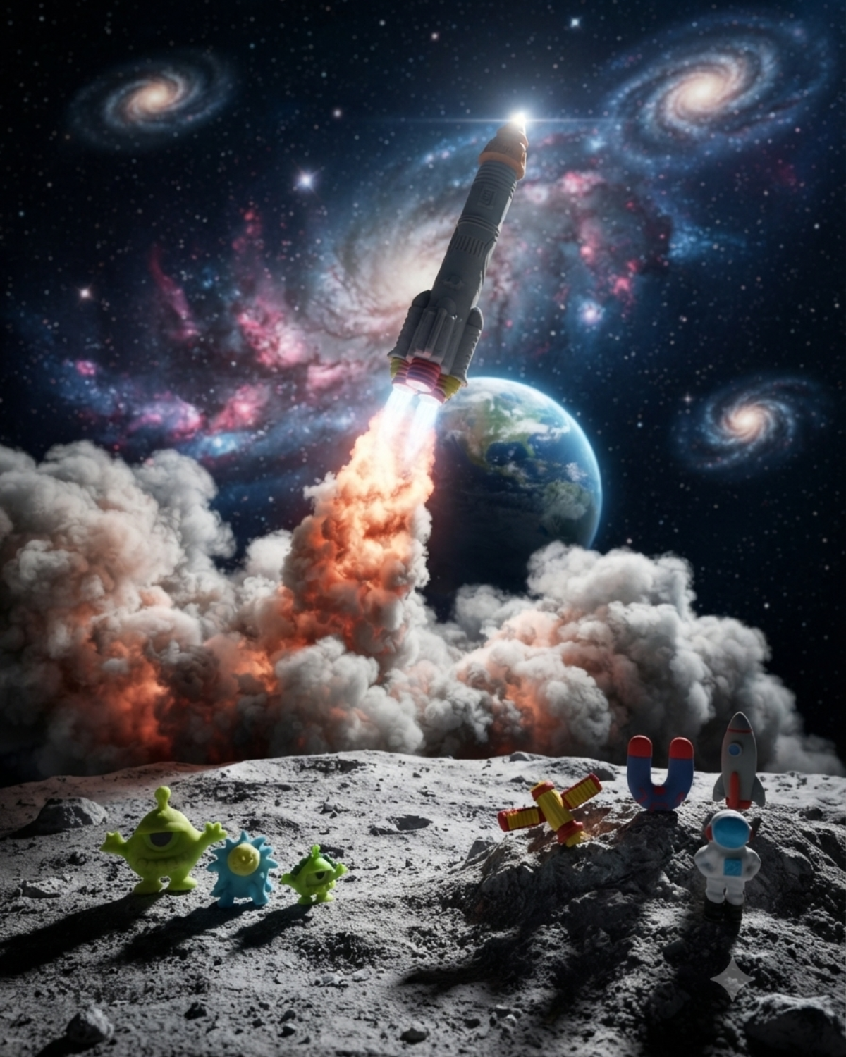 Space Adventure Eraser Set – 11 Pcs Cute Space Theme 3D Pencil Erasers for Kids