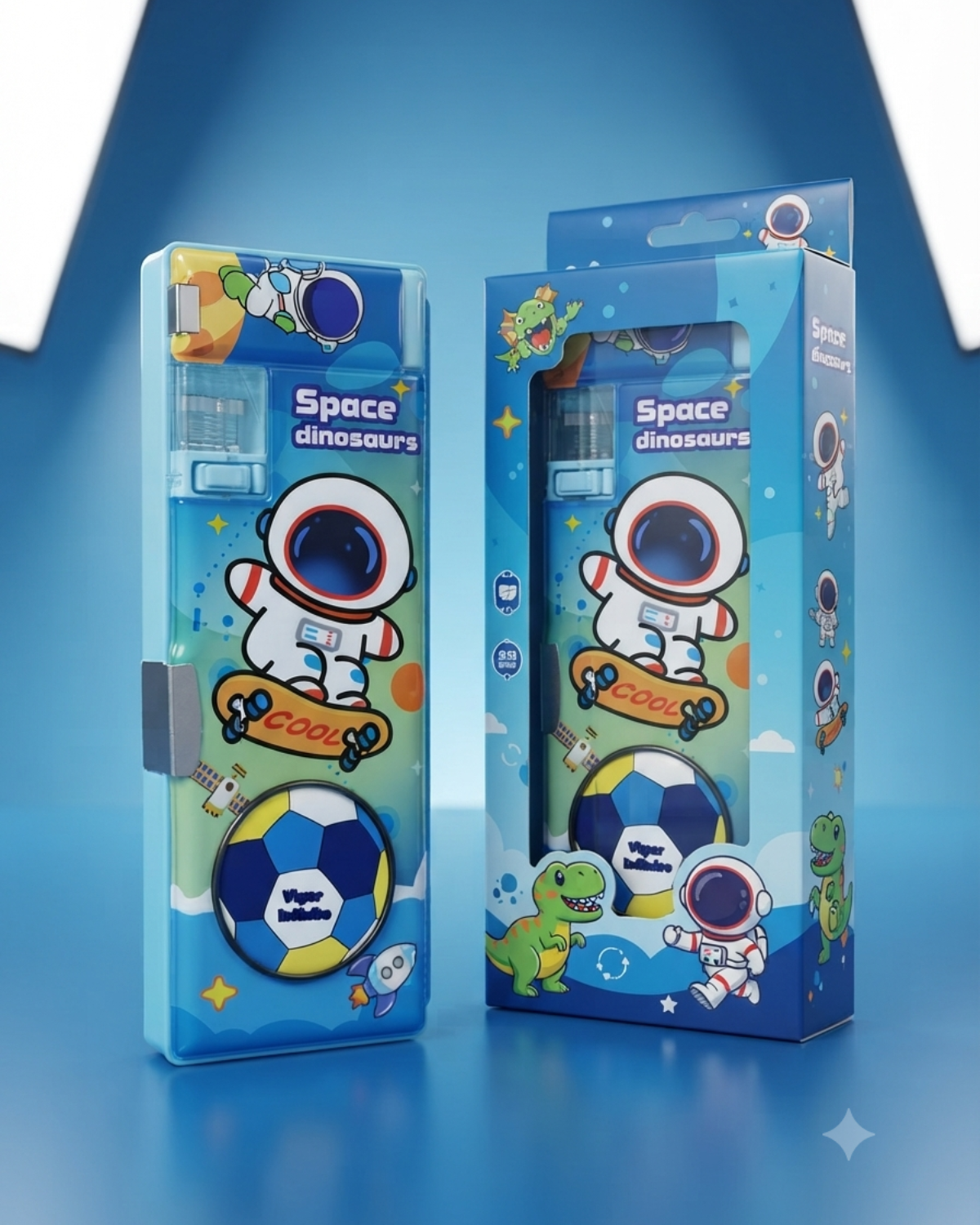 Kids Blue Astronaut Multi-Functional Magnetic Pencil Case with Built-in Sharpener & Dual-Sided Storage – Cool Space Theme Cartoon Stationery Box