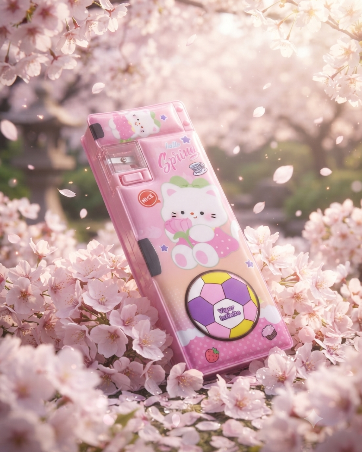 Cute Cat Multi-Function Pencil Case with Built-in Sharpener & Sliding Eraser Holder