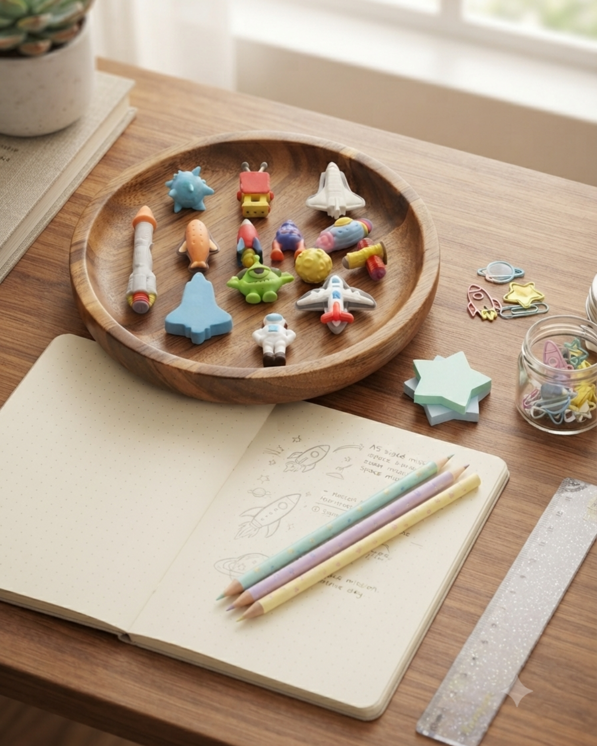 Space Adventure Eraser Set – 11 Pcs Cute Space Theme 3D Pencil Erasers for Kids
