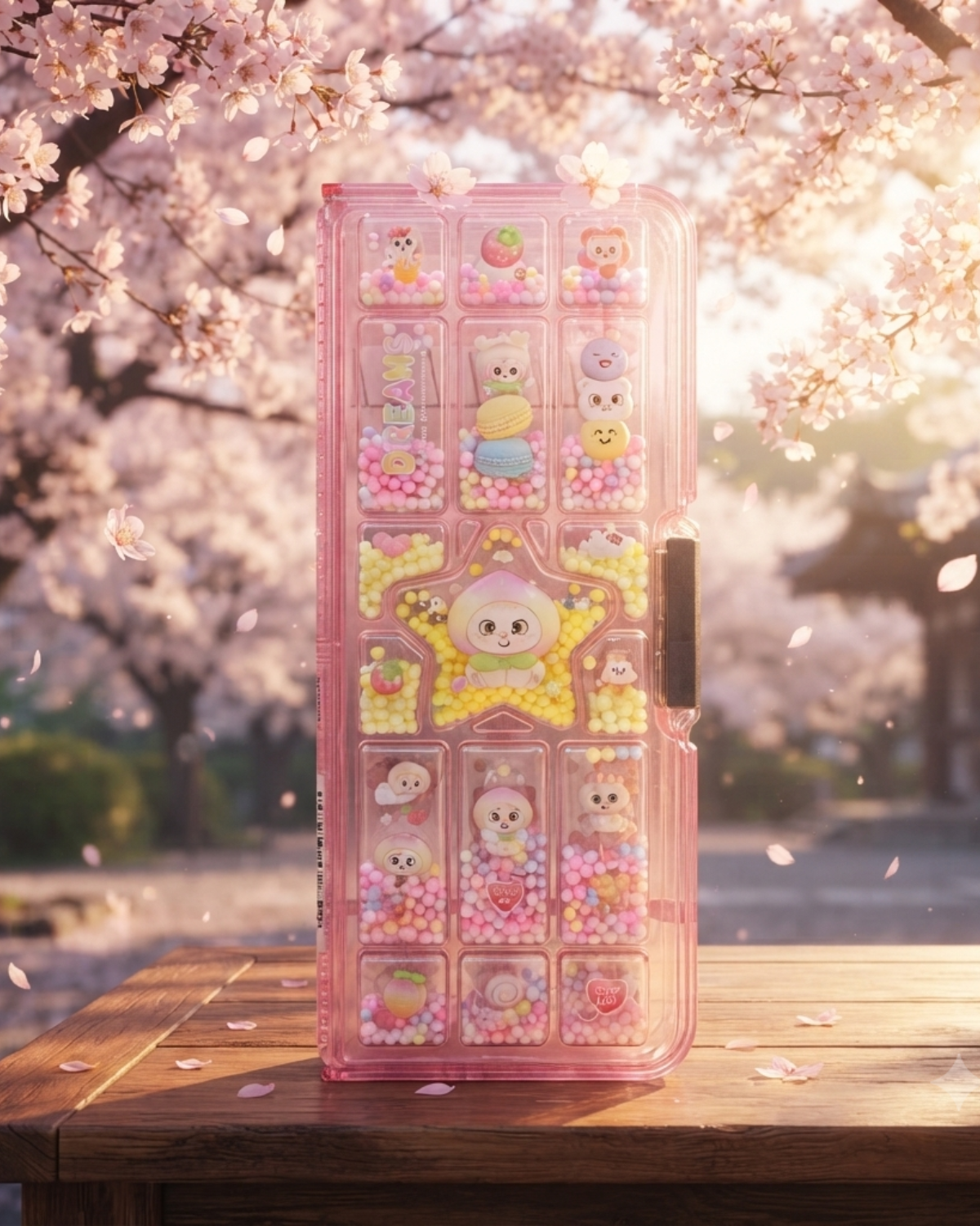 Adorable Kawaii Dreams Themed Hard-Shell Pencil Case for Students