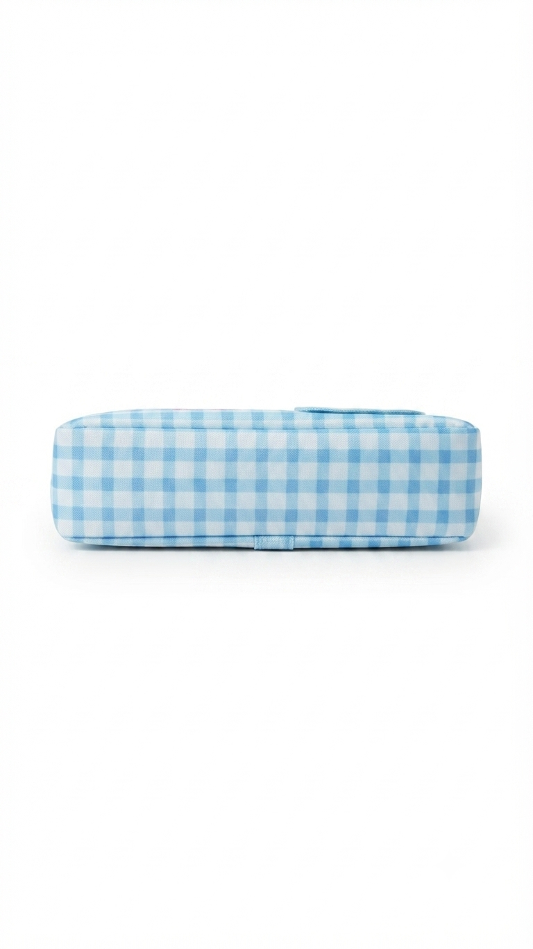 Good Luck" Blue Plaid Mushroom Pencil Case